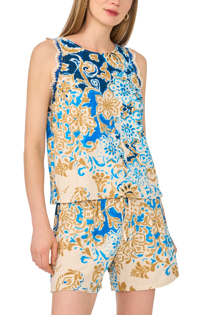 Vince Camuto Floral Pull-On Shorts, Alternate, color, Sepia Tan