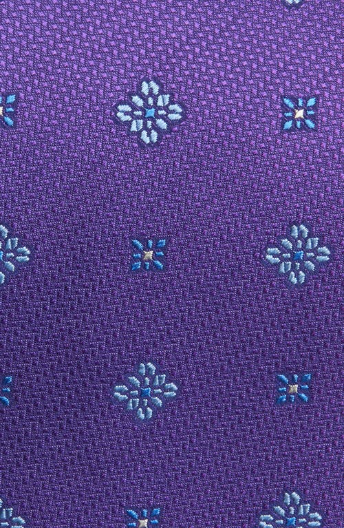 David Donahue Geometric Floral Medallion Silk Tie In Purple