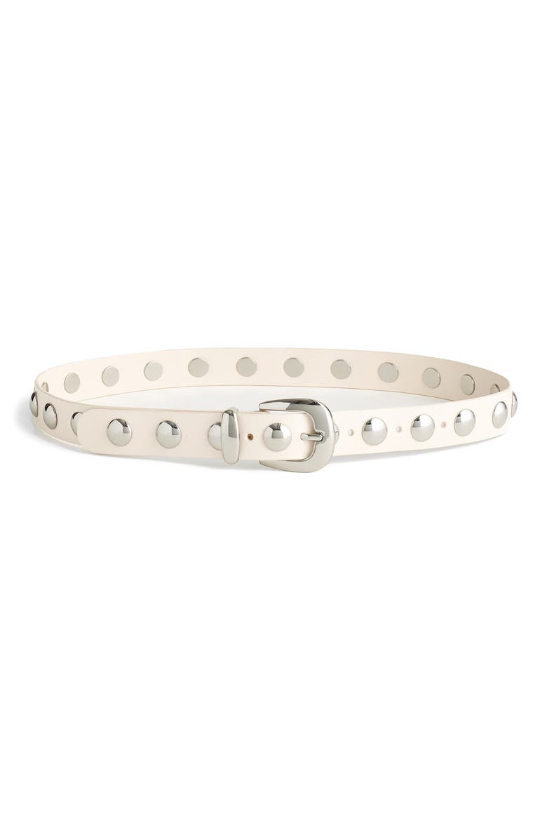 Studded Western Leather Belt, Main, color, IVORY