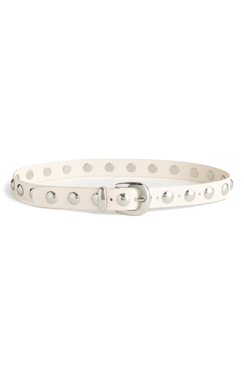 Madewell Studded Western Leather Belt, Main, color, Ivory