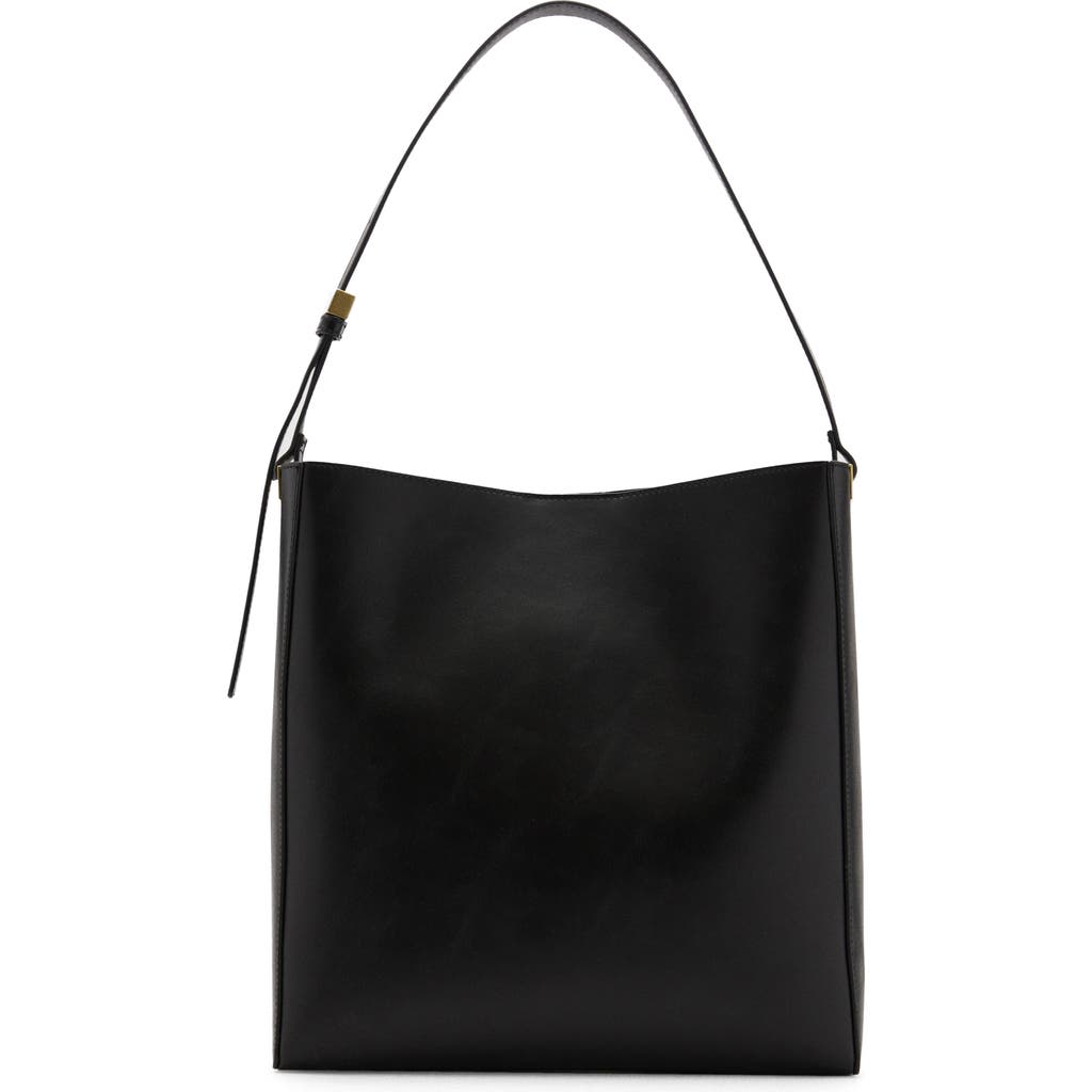 Mango Faux Leather Shopper Bag In Black