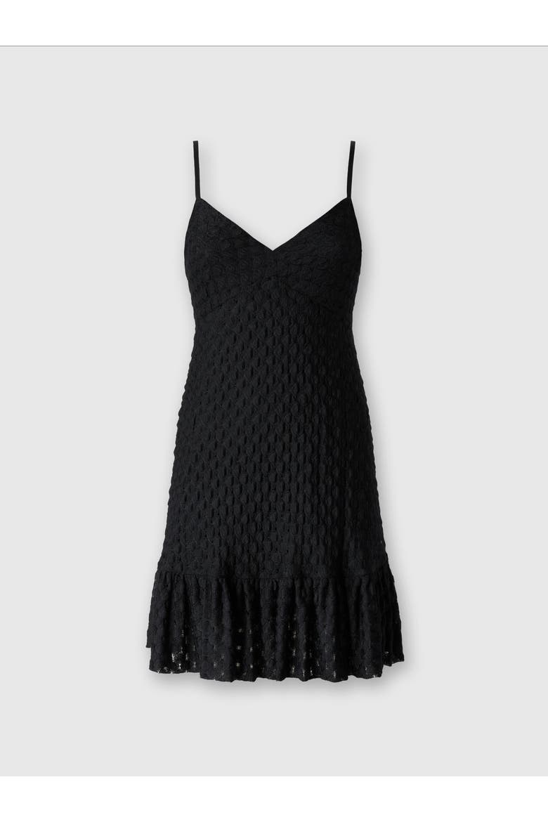 Sleeveless Mini Dress With Lace Tiered Skirt, Main, color, Black