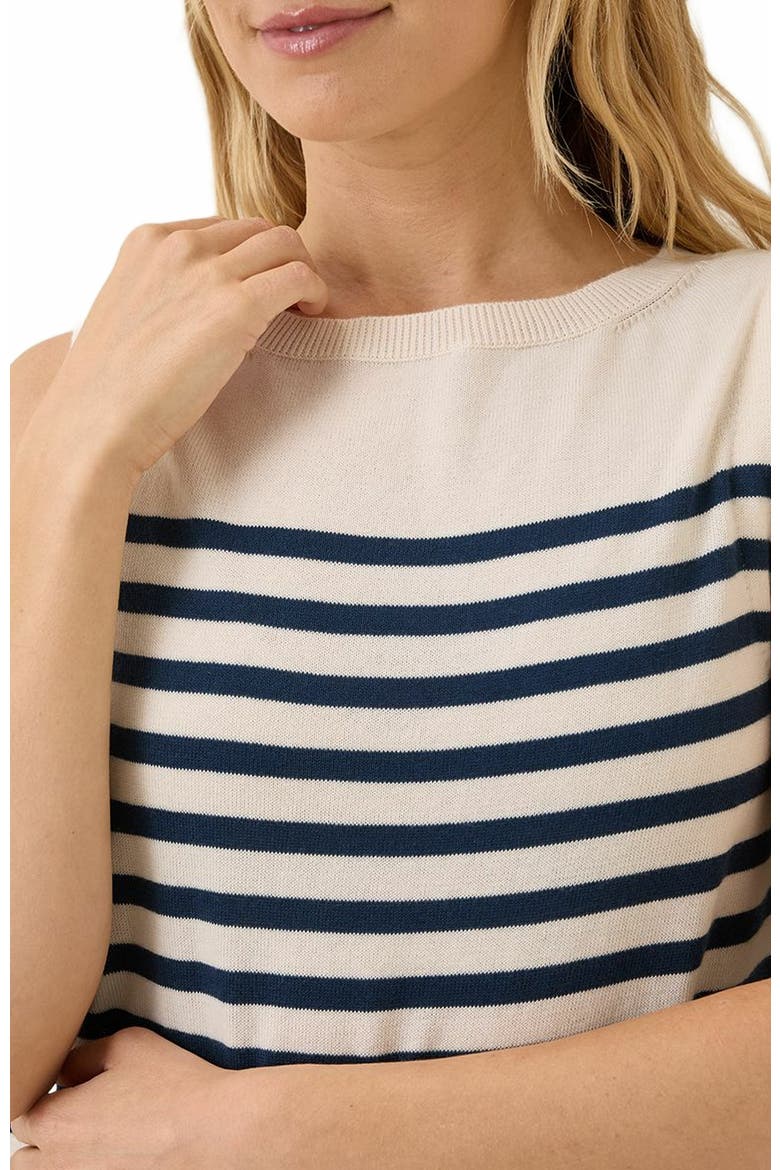 Organic Cotton Classic Fine Knit Shell, Alternate, color, Navy Laguna Stripe