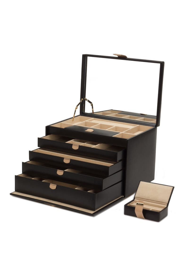 'Chloe' Jewelry Box, Alternate, color, BLACK