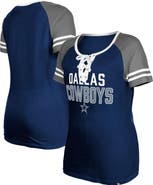 New Era Women's New Era  Navy Dallas Cowboys Raglan Lace-Up T-Shirt