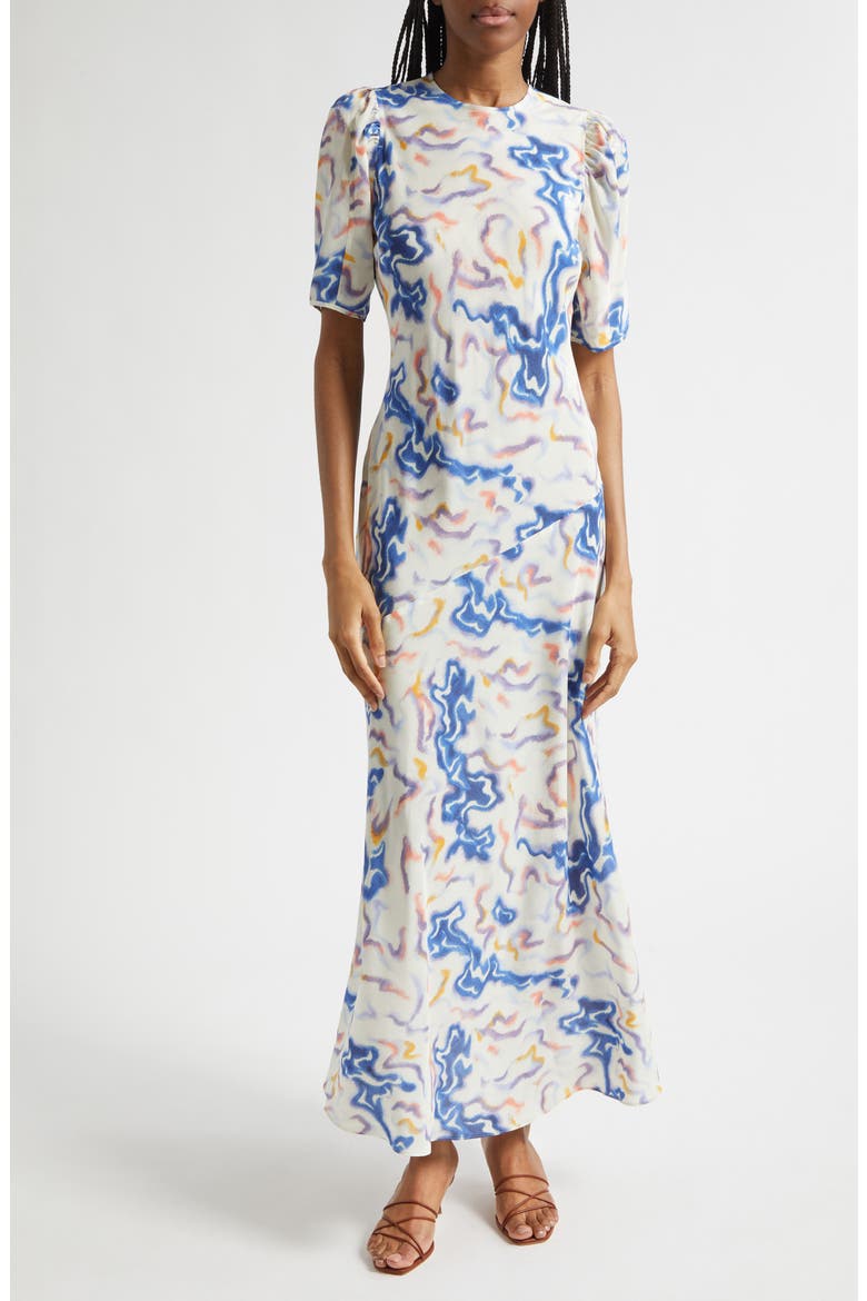 Samar Abstract Print Silk Dress, Main, color, PRISM