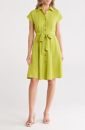 Calvin Klein Short Sleeve A-Line Shirtdress | Nordstromrack