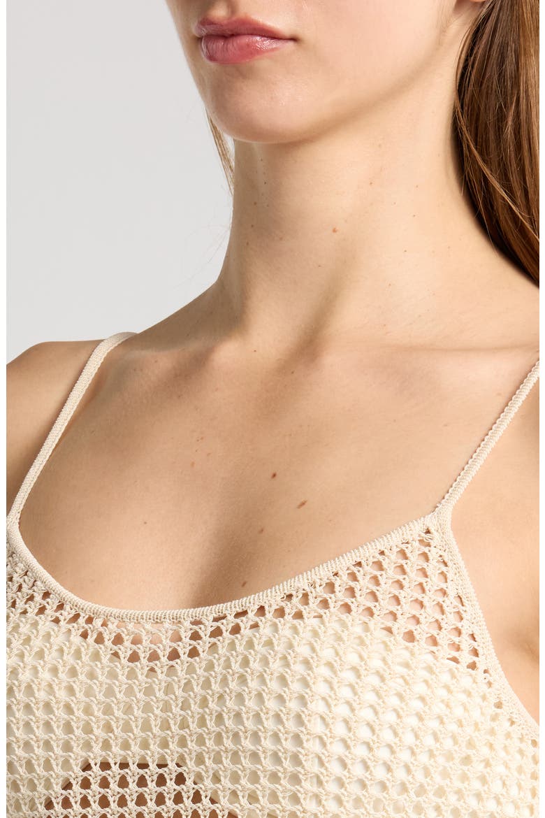 The Ulla Open Stitch Cotton Blend Cover-Up Dress, Alternate, color, BRULE
