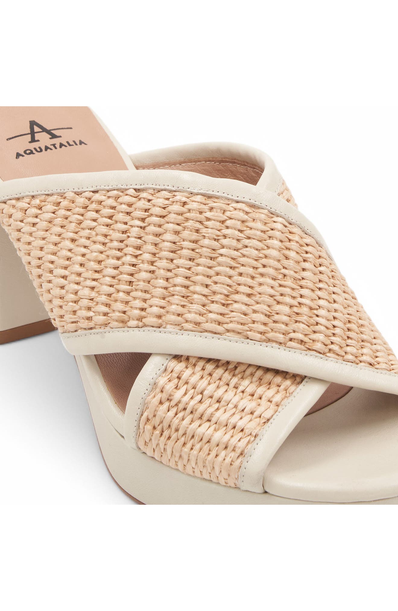 Aquatalia Madyson Water Repellent Platform Slide Sandal, Alternate, color, Raffia Bone Nappa