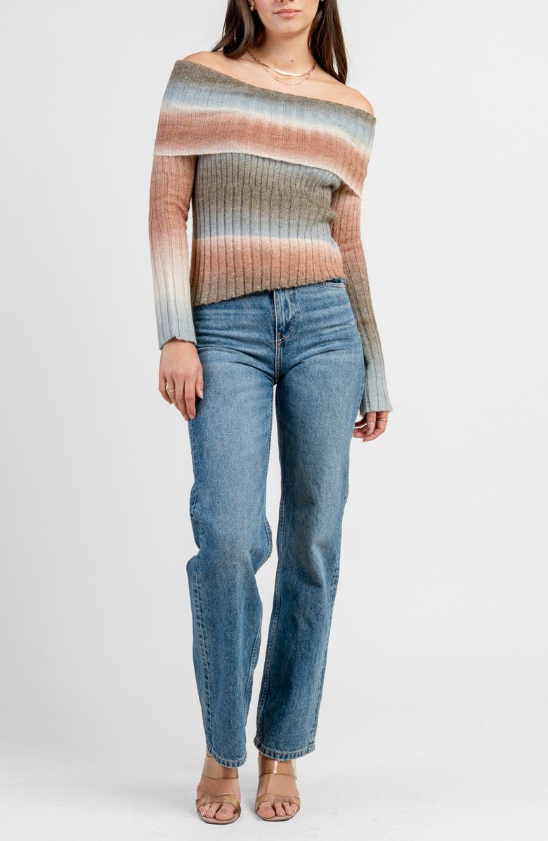 Beivy Off The Shoulder Sweater, Alternate, color, Olive Multi