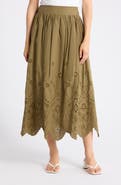 T Tahari Embroidered Eyelet Cotton Skirt