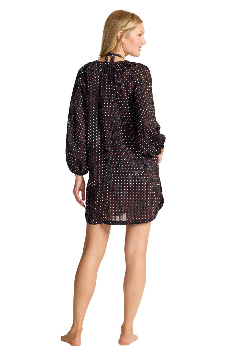 Tommy Bahama Sunset Blooms Long Sleeve Cover-Up Dress, Alternate, color, Black