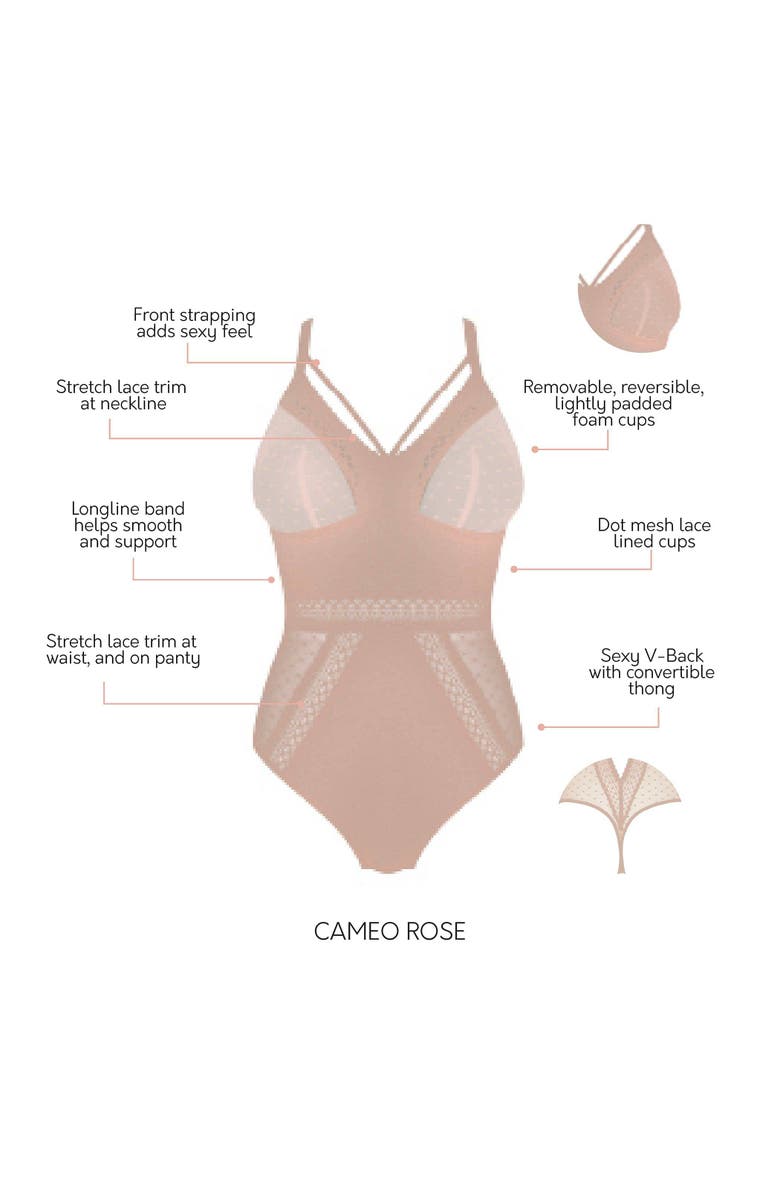 Parfait Mia Dot Wire-Free Bodysuit, Alternate, color, Cameo Rose