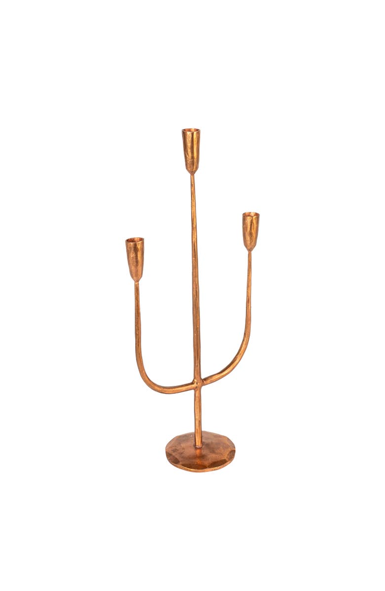 Storied Home Hand-Forged Metal Candelabra, Antique Copper Finish, Main, color, Copper