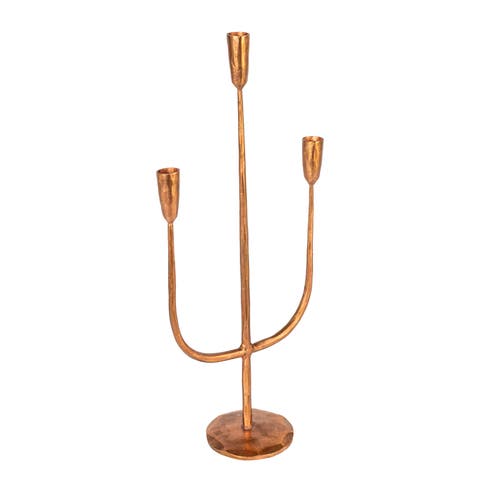 Hand-Forged Metal Candelabra, Antique Copper Finish