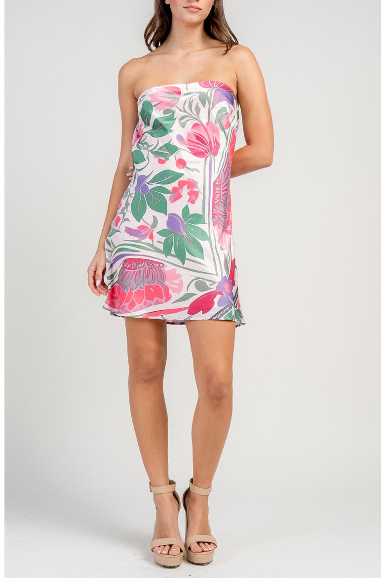 Tube Top A-Line Minidress, Alternate, color, PINK MULTI