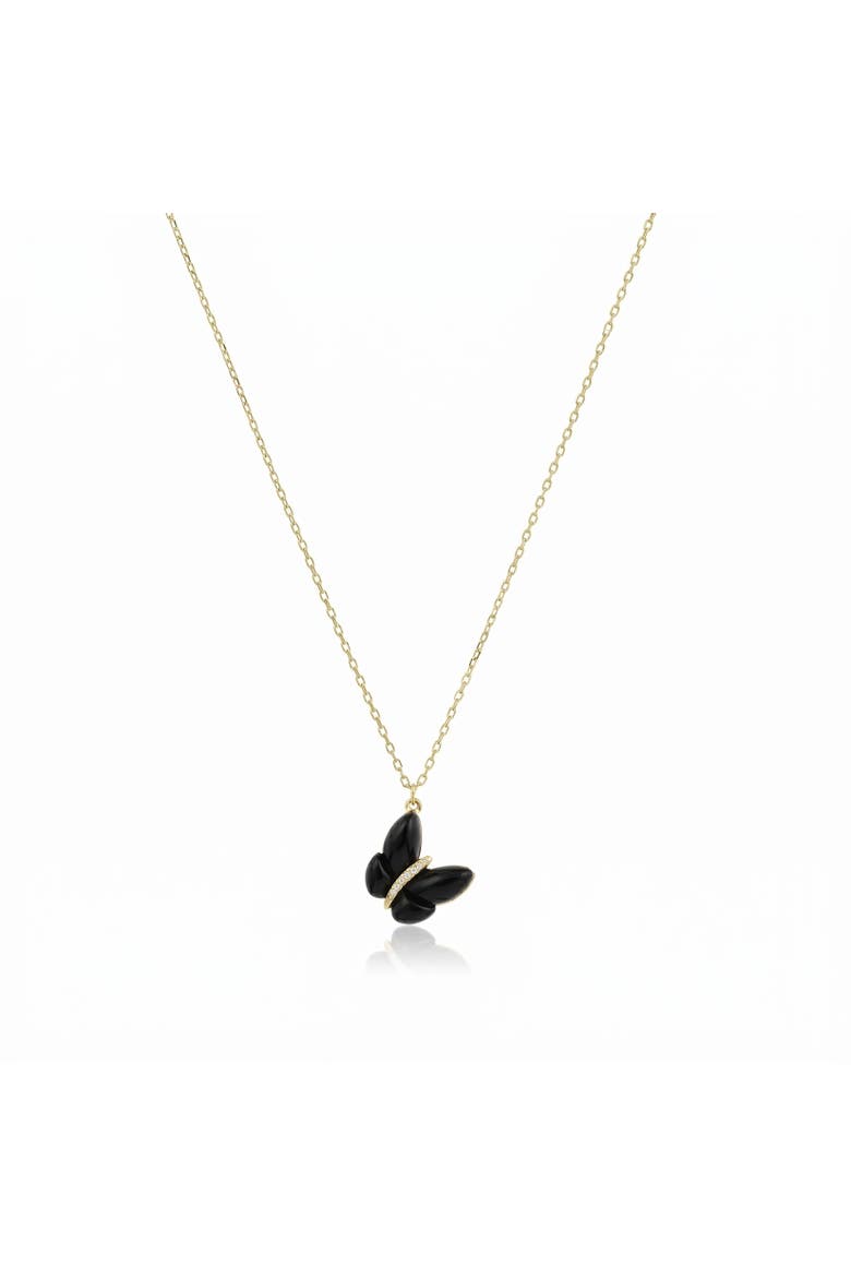 Asymmetrical Onyx Butterfly Necklace, Main, color, Onyx