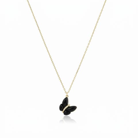 Asymmetrical Onyx Butterfly Necklace