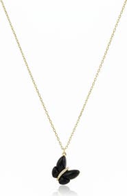 The Lovery Fine Jewelry Asymmetrical Onyx Butterfly Necklace