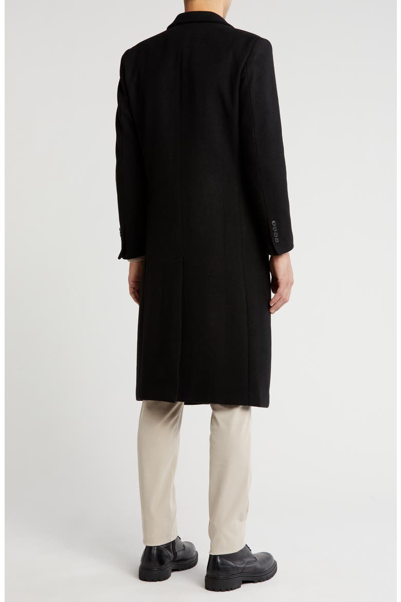 Three Button Knee Length Coat, Alternate, color, BLACK