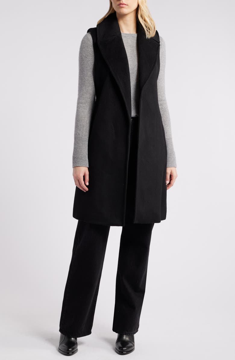 Michael Kors Sleeveless Belted Wool Blend Wrap Coat, Alternate, color, 