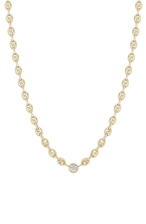 Floating Diamond Puffed Mariner Chain Necklace