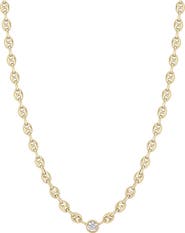 Zoë Chicco Floating Diamond Puffed Mariner Chain Necklace