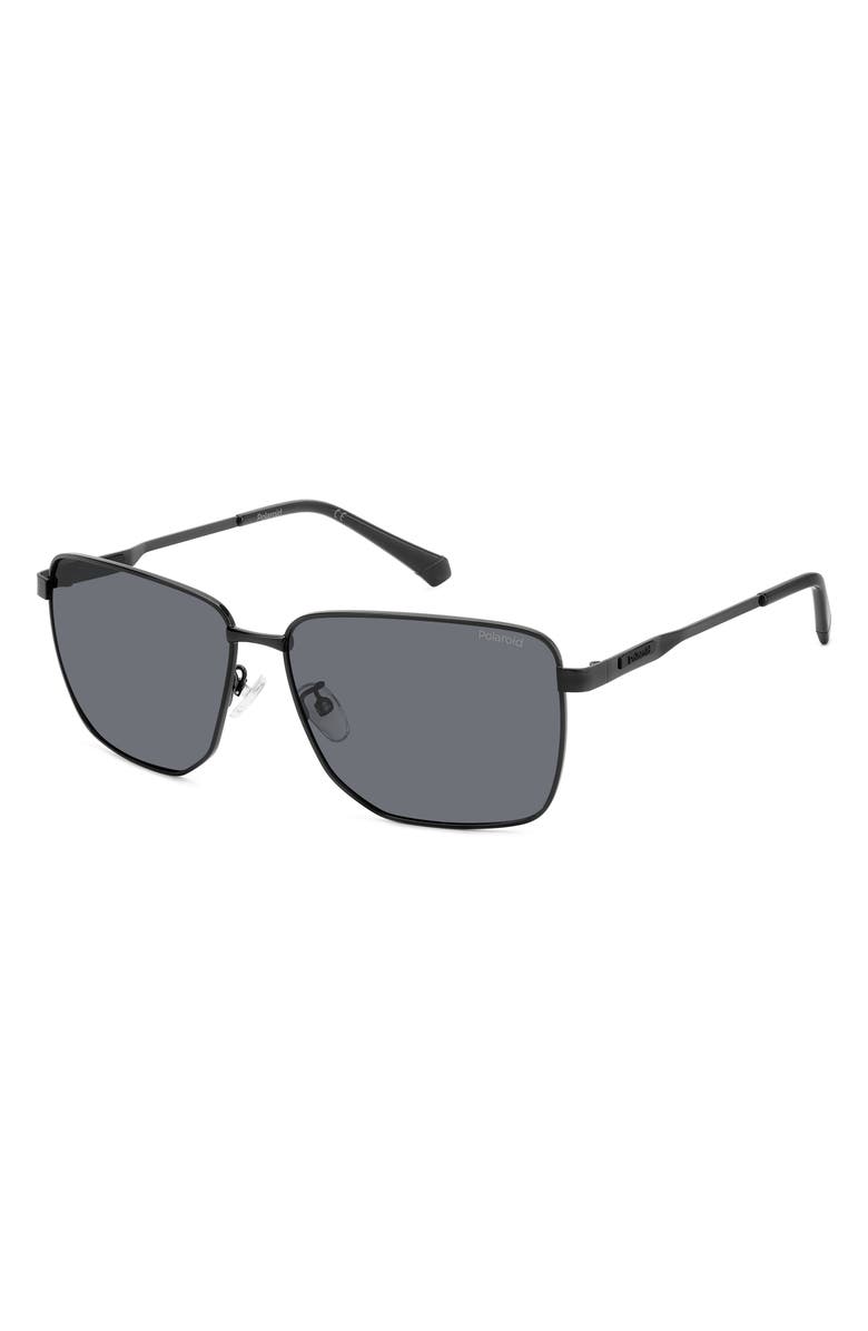 Polaroid 62mm Polarized Oversize Square Sunglasses, Alternate, color, Black/ Gray Polar