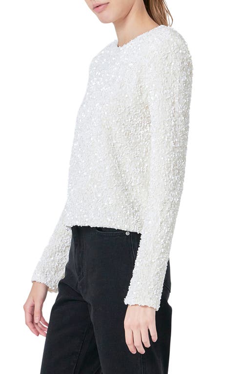 Endless Rose Sequin Long Sleeve Top In Ivory