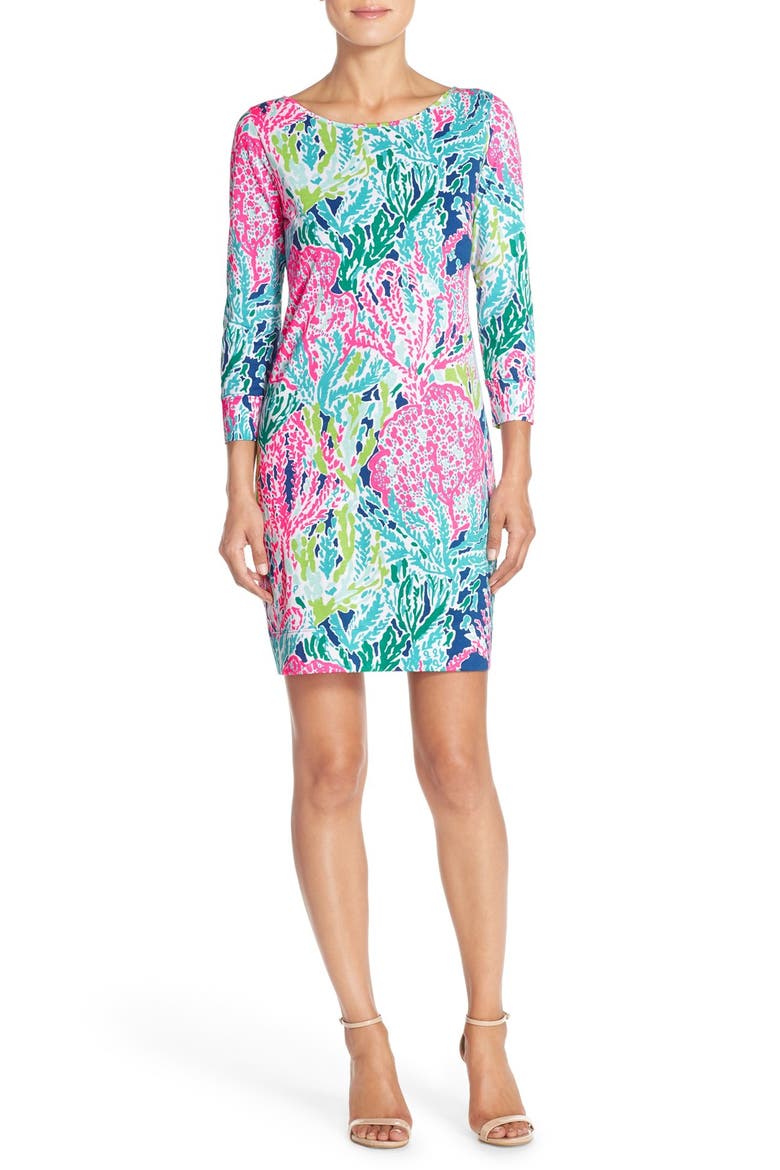 'Marlowe' Pima Cotton Shift Dress, Alternate, color, INDIGO LET’S CHA CHA