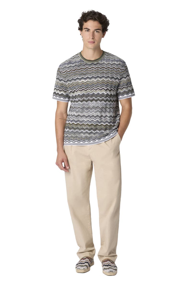 Missoni Cotton Knit T-shirt With Chevron Pattern, Alternate, color, Beige& White