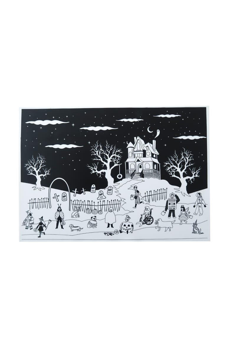 Reusable Silicone Coloring Mat for Halloween - 2 Style Options, Main, color, Haunted House Scene