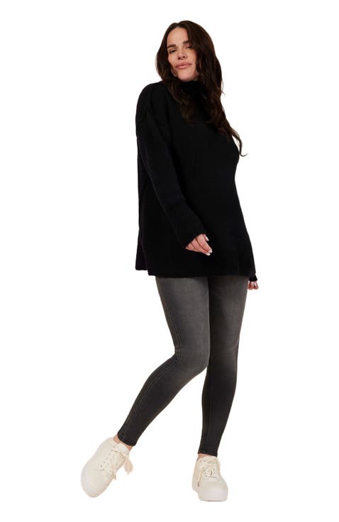 Turtleneck Long Sleeve Knit Maternity Sweater