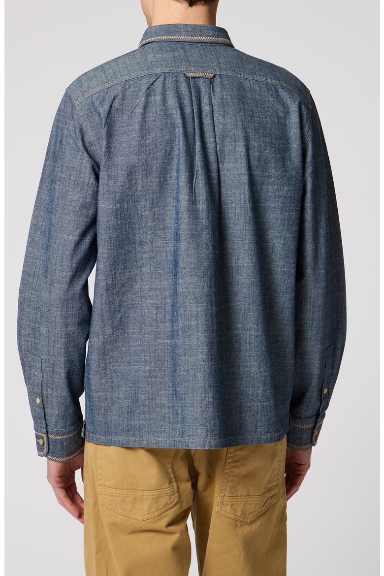 Contrast Stitch Cotton Shirt, Alternate, color, RINSE WASH