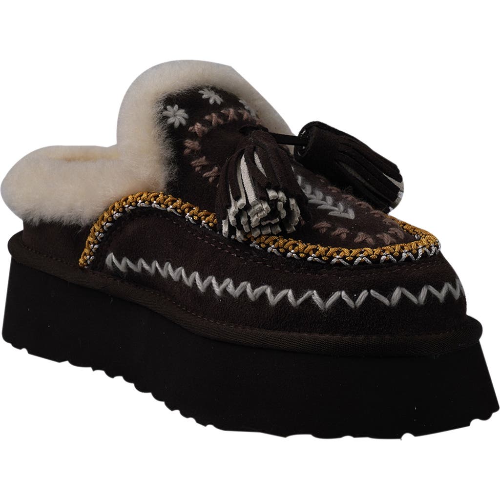 Zigi Faux Fur Platform Bootie In Brown Suede