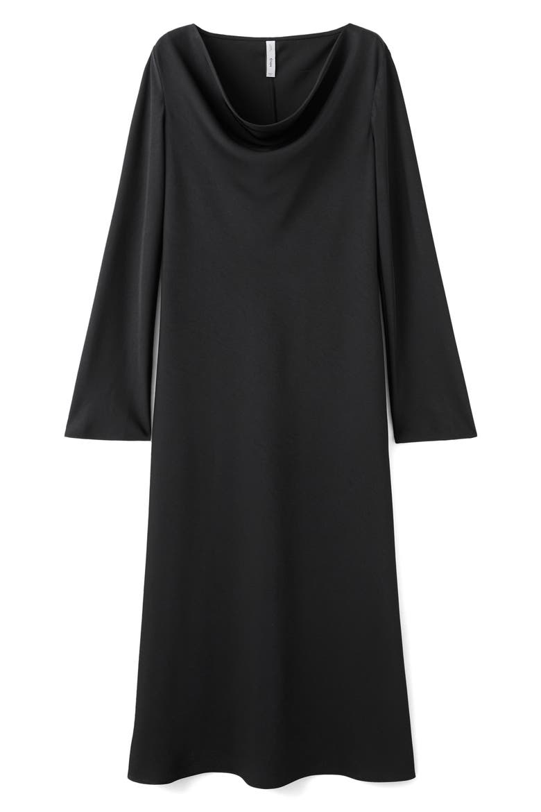 Cowl Neck Long Sleeve Dress, Alternate, color, BLACK
