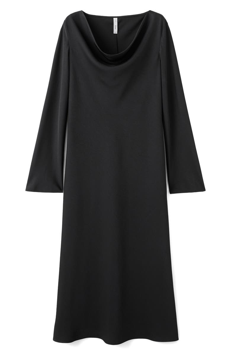MANGO Cowl Neck Long Sleeve Dress, Alternate, color, Black