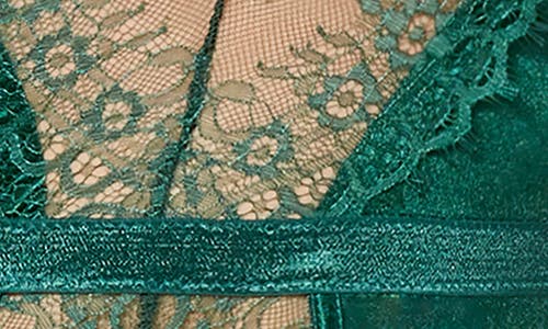 Seven 'til Midnight Seven ‘til Midnight Satin & Lace Bustier With Garter Straps In Green