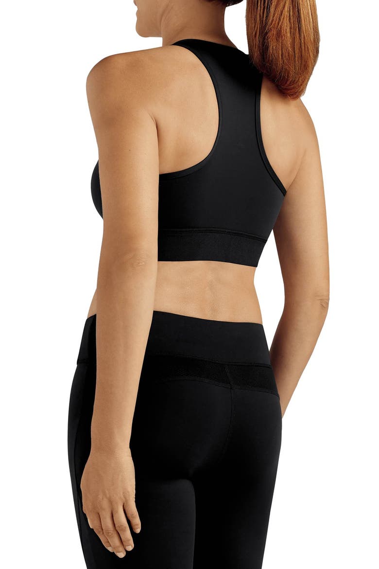 Front Zip Sports Bra, Alternate, color, BLACK
