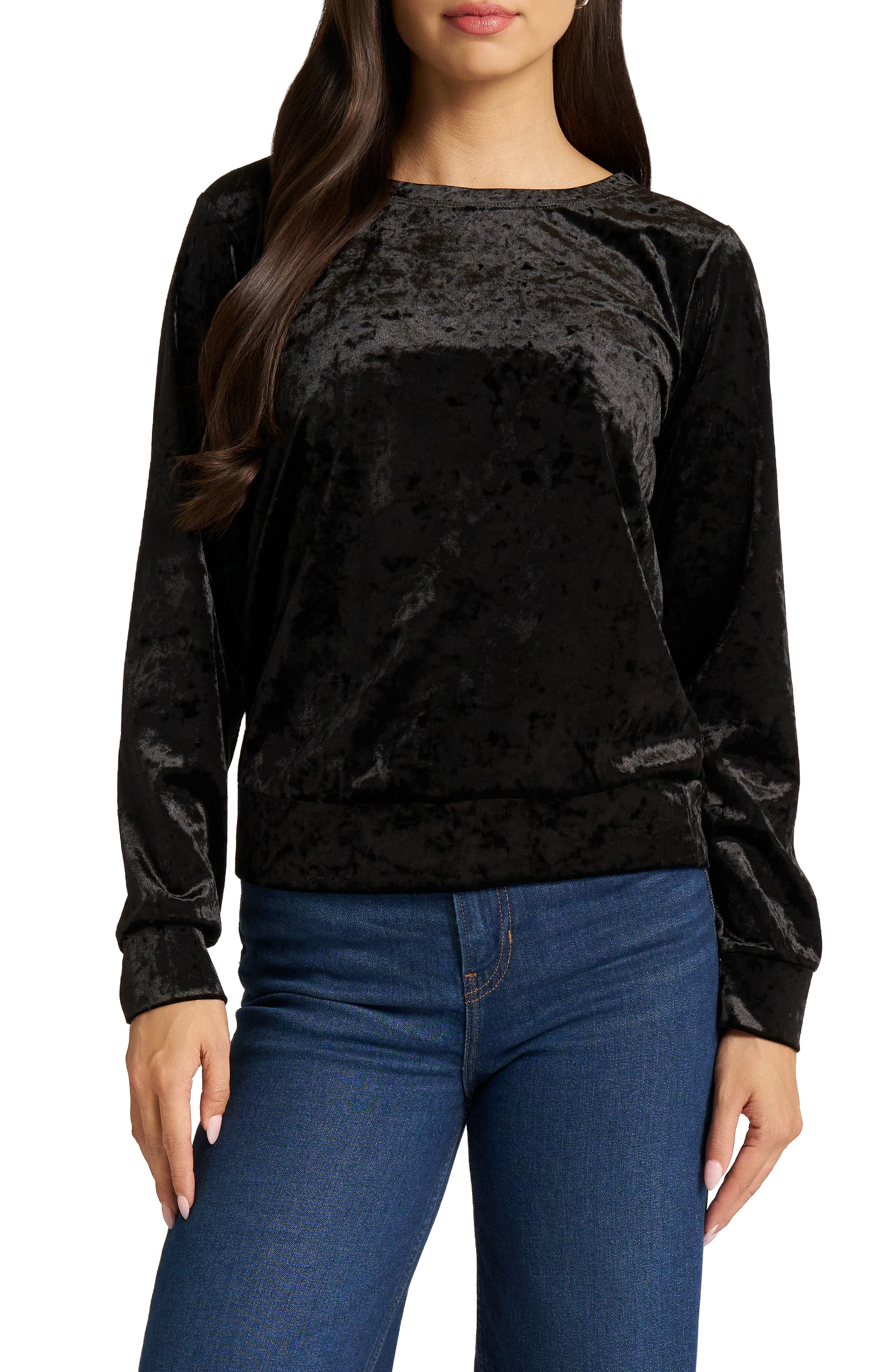 Crushed Velvet Crewneck Top