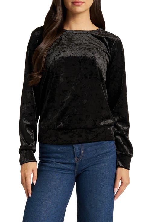 Crushed Velvet Crewneck Top