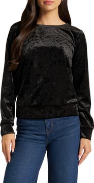 matty m. Crushed Velvet Crewneck Top