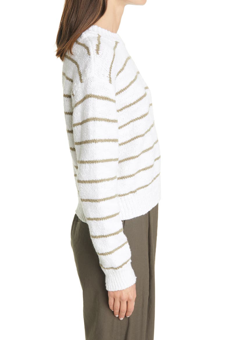 Stripe Crewneck Sweater, Alternate, color, OPTIC WHITE/ BAY LEAF