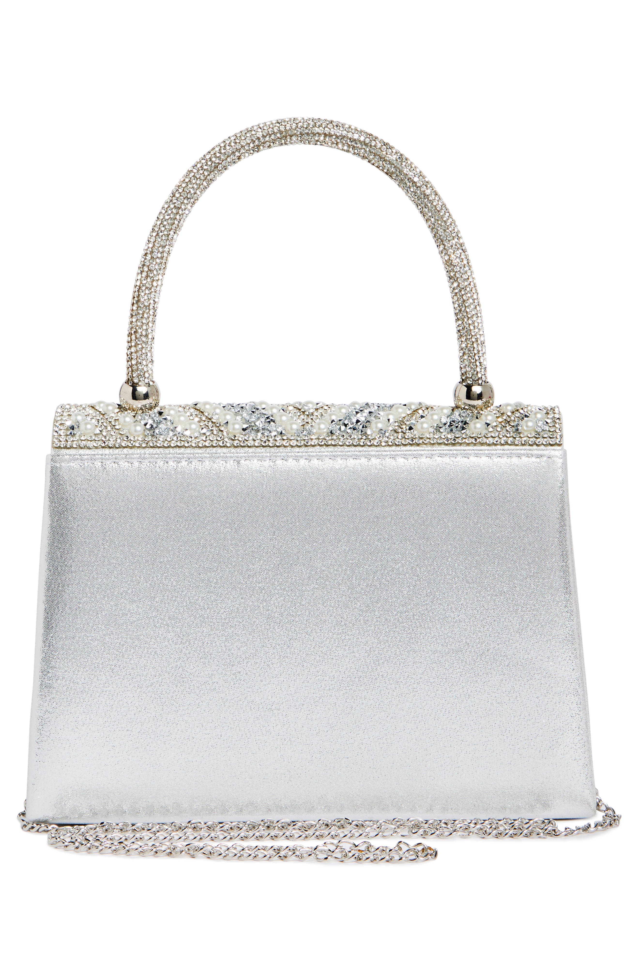 ALESSIA BIANCHI Jeweled Crystal Clutch, Alternate, color, Silver