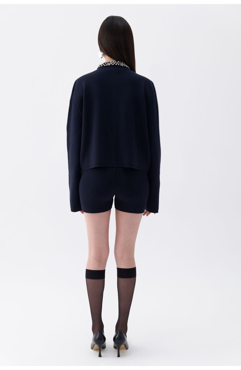 Nocturne Shiny Stone Collar Cardigan, Alternate, color, 