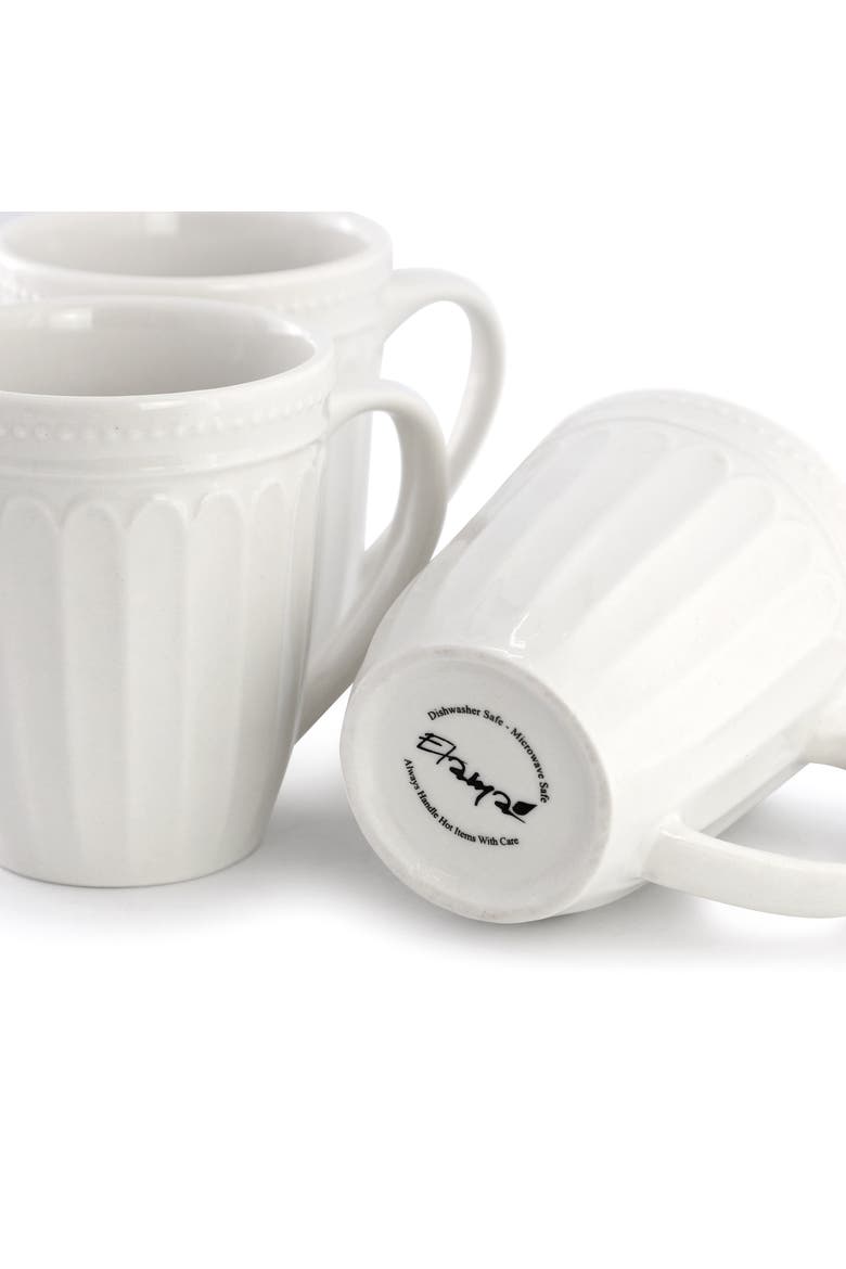 6 Piece Stoneware 12 Ounce Mug Set, Alternate, color, White