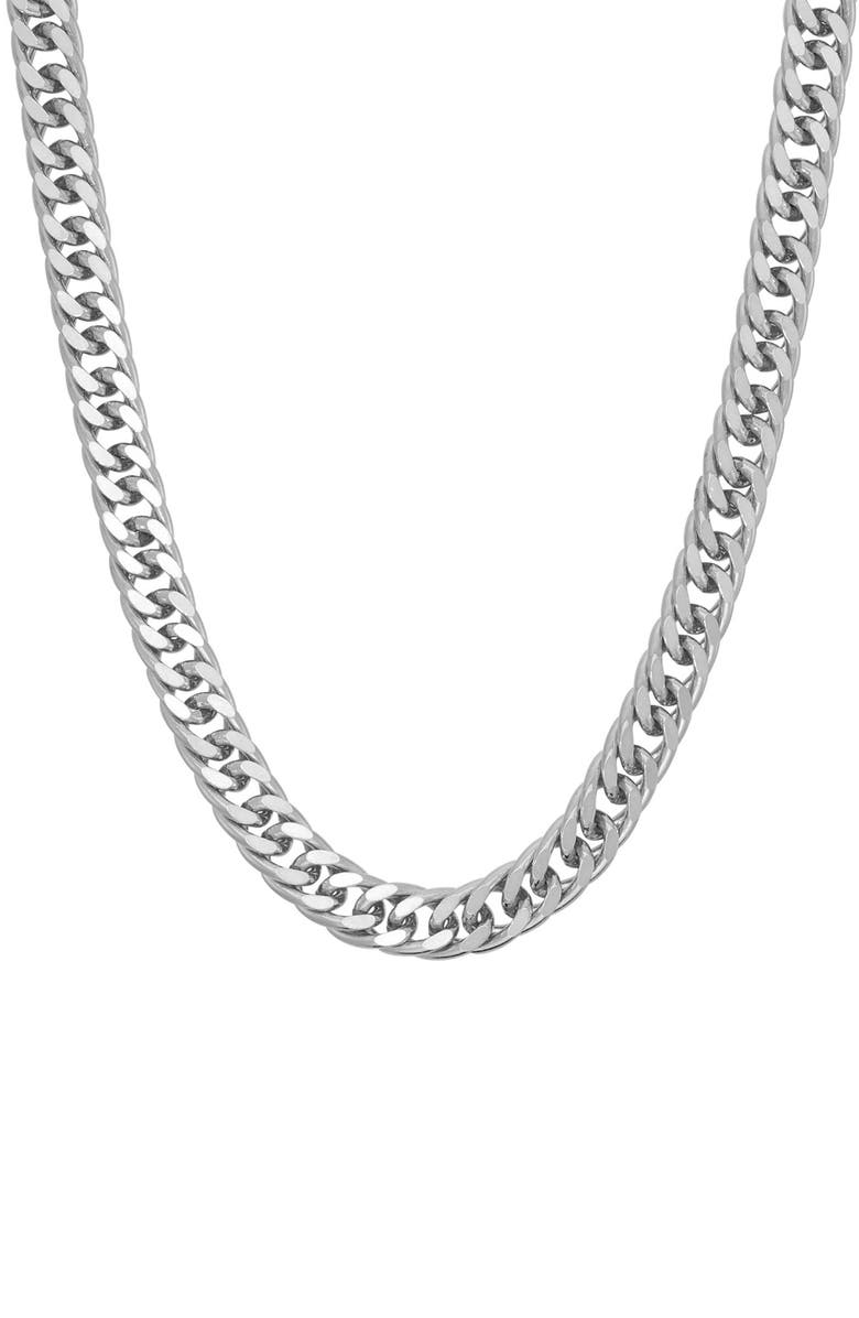 FZN Men's Sterling Silver Double Curb Chain Necklace, Main, color, Silver