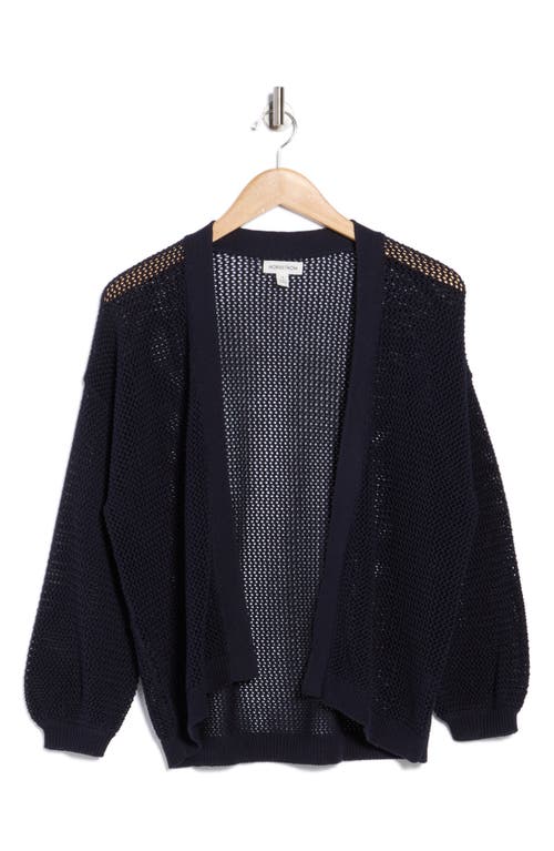 Nordstrom Open Stitch Open Front Cotton Cardigan In Blue