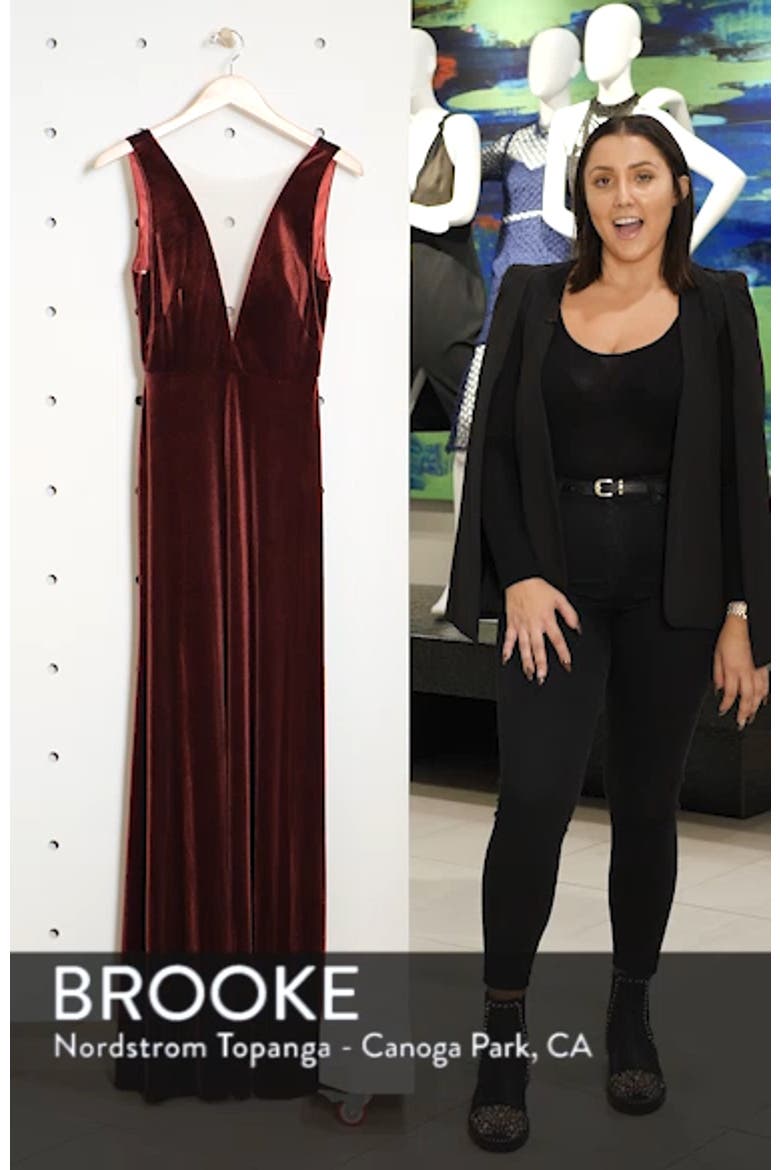 Logan Plunge Neck Velvet A-Line Gown video