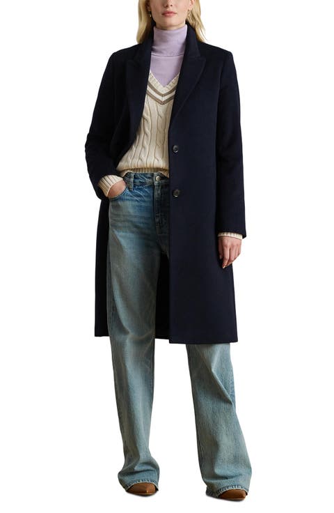 Single Breasted Wool Blend Coat